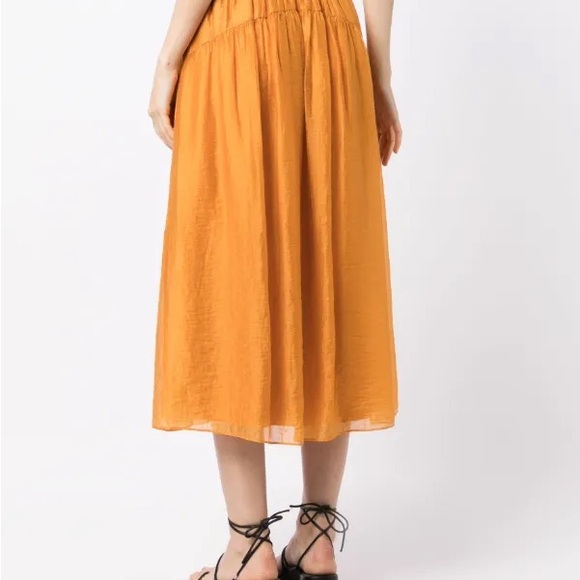 Vince smocked-waist high-waisted skirt orange Size S/P - Picture 3 of 12